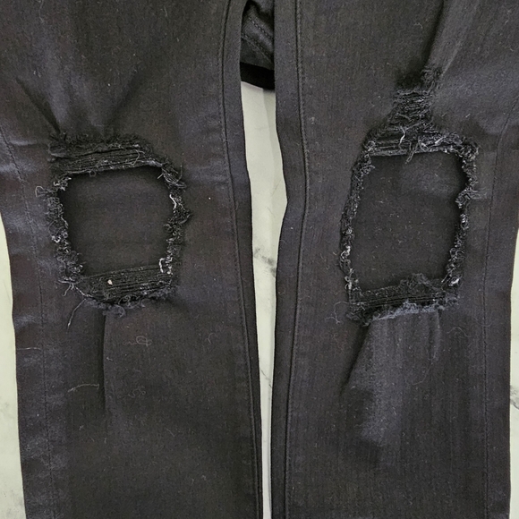 FRAME Denim High Rise De Skinny Jeanne Crop Black Distressed Jeans 28 Preowned - Picture 9 of 9